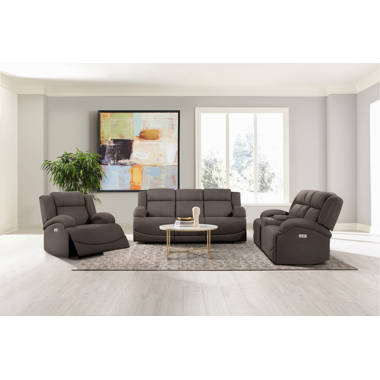 Ansar 3-Piece Microfiber Power Reclining Living Room Set